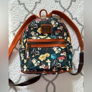 Disney Loungefly  Bambi And Friends Navy Blue Mini Backpack